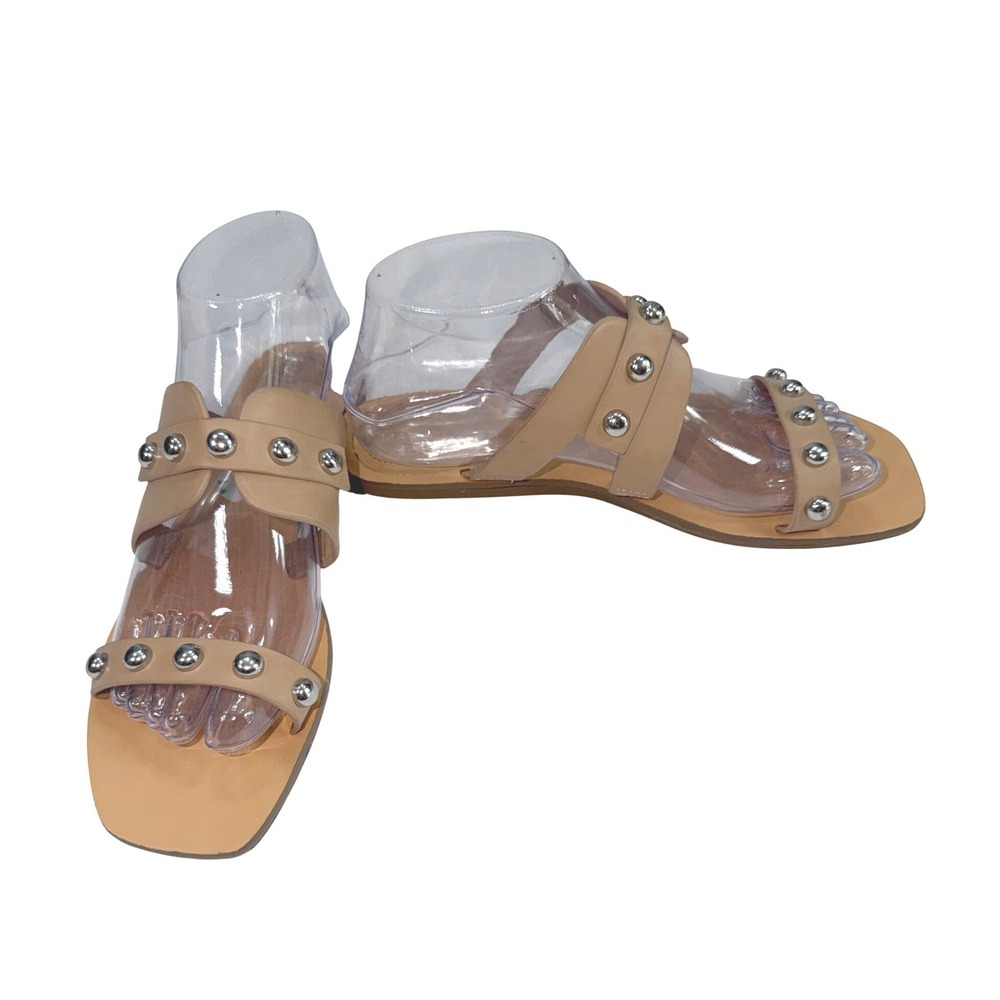 Marc Fisher Nude Tan Studded Slide Sandals